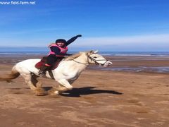 Photo - Ellie enjoying riding Hercules on the beach 